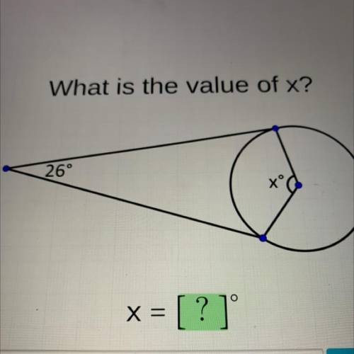 What is the value of x?
26°
xo