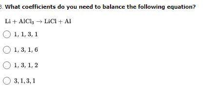 What coefficients do you need to balance the following equation?