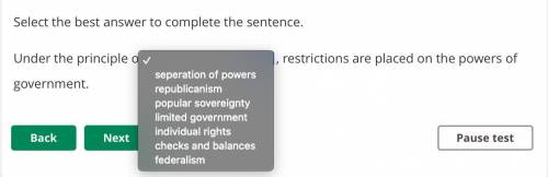 Under the principle of _____, restrictions are placed on the powers of government.
