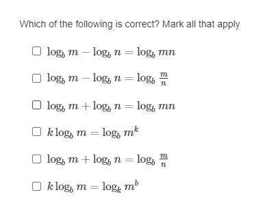 Which of the following are correct?
mark all that apply