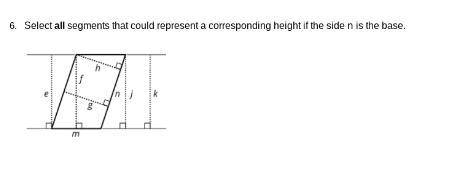 Select all segments that could represent a corresponding height if the side n is the base.