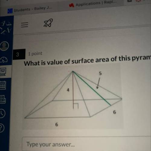What is value of surface area of this pyramid