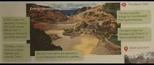 Help me please help me

Photo D shows a hydroelectric damin Sarawak, Malaysia. Evaluate twopossibl
