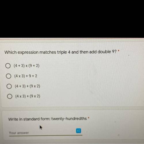 Ignore number 2, do number one pls. 5th grade math. correct answer will be marked brainliest!