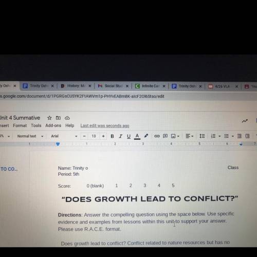 Does growth lead to conflict? gimme a example and evidence and 5 reasons