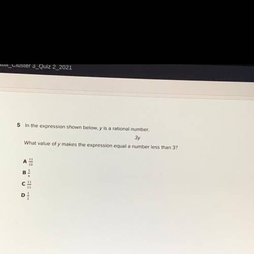 What value of y makes the expression equal a number less than 3