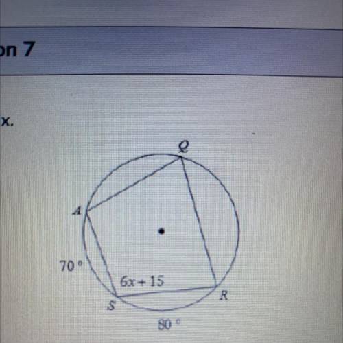 Geometry: Solve for x.