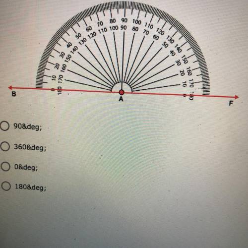 What is the degree of the angle A in the picture below?
1. 90°
2. 360°
3. 0°
4. 180°