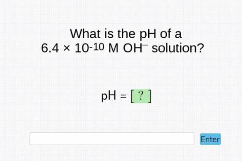 What is the pH of a 6.4x10-10 M OH- solution?

ph = ?
Please help, and show me how to do this.
Tha
