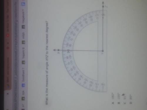 What is the measure of angle XYZ to the nearest degree? IM DOING A TEST SO PLEASE HELP QUICK
