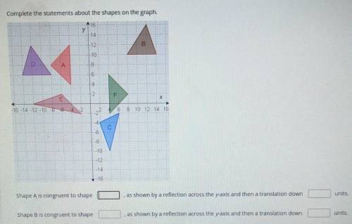 HELP I'LL GIVE THE BRANLEIST

Complete the statements about the shapes on the graph. Shape A is co