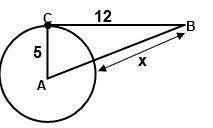 BC is a tangent to circle A. Find the value of x.