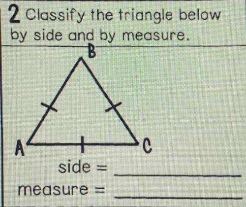 Classify the triangle below
by side and by measure.