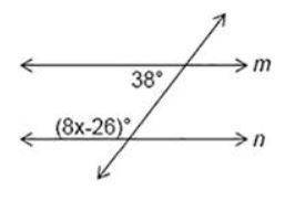 Find the value of x for which m||n. 
A. Can't be determined.
B. 21
C. 8
D. 19