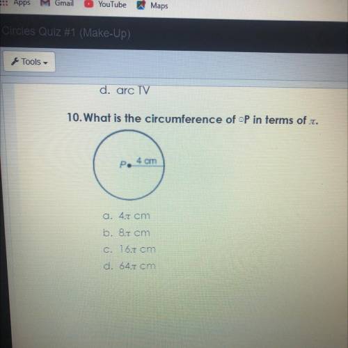 10. What is the circumference of P in terms of a.
Look at image