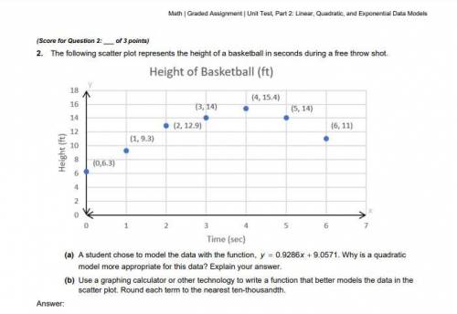 Please Help Will give a lot of points!

(a) A student chose to model the data with the function, y
