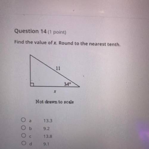 Find the value of x. Round to the nearest tenth.