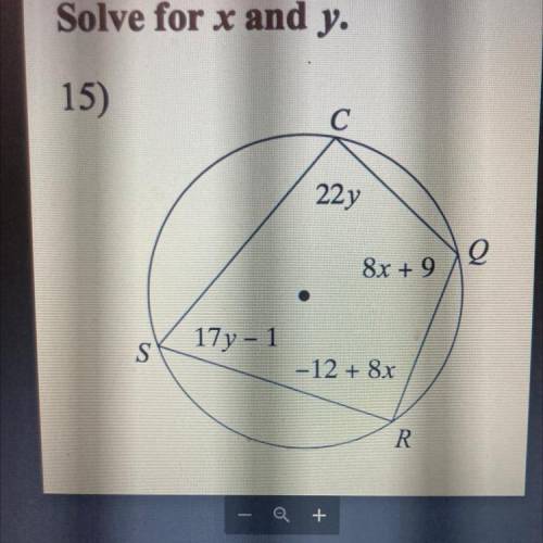 Solve for x and y.
Someone please help I need this fast I’m unsure on how to solve it!