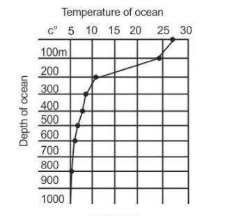 10 points for each answer

The graph below shows the temperature of ocean water at different depth