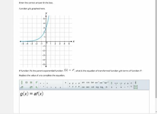 Enter the Correct answer in the box. Function g is graphed here. [see image] If function f is the p