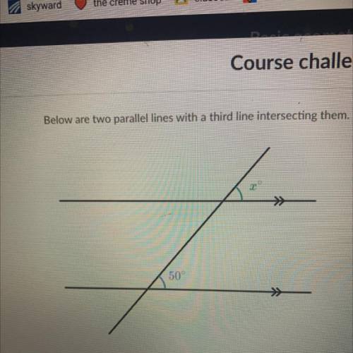 Below are two paralelll lines with a third line intersecting them