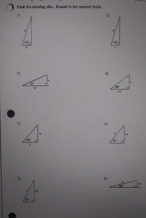 Solving Right Triangles

Find the missing side.round to the nearest tenthNo links please ​