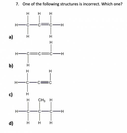 I need answer ASAP , One of the following structures is incorrect. Which one?