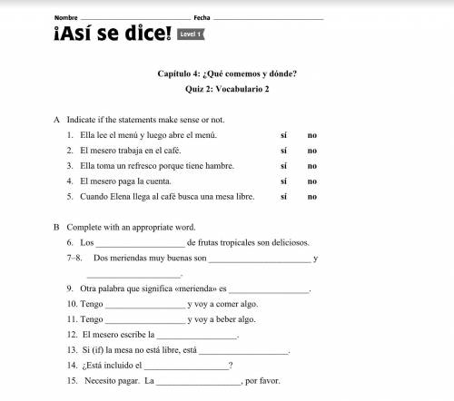 Please help Spanish quiz