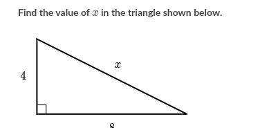 Find the value of x in the triangle shown below.

Choose 1 
A- x=
B- x=
C- x=
D- x=
