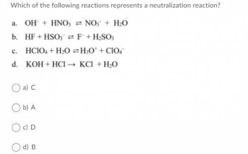 Which of the following reactions represents a neutralization reaction?