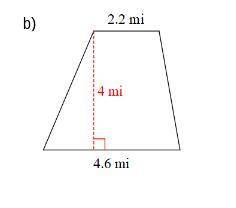 Find the area of each. Show all work and include units. Round to the nearest tenth, if needed 2.1mi