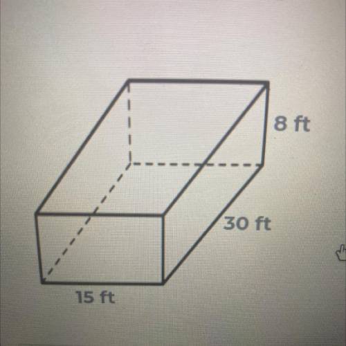 Find the total surface area of the figure below 8ft 30ft 15ft