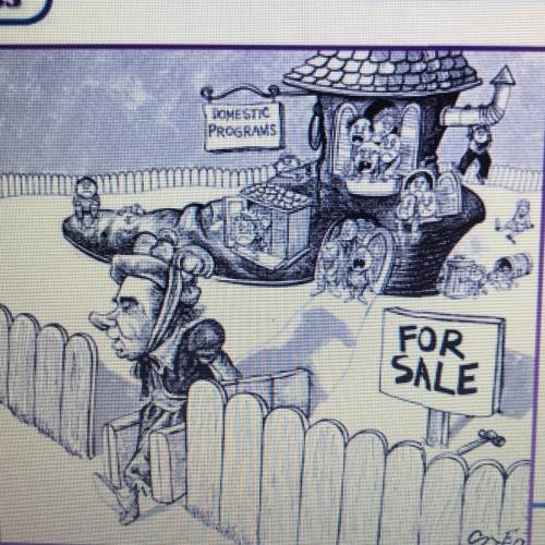 SOMEBODY PLEASE HELP=(

What does the cartoonist
suggest about
Nixon by showing him leaving with h