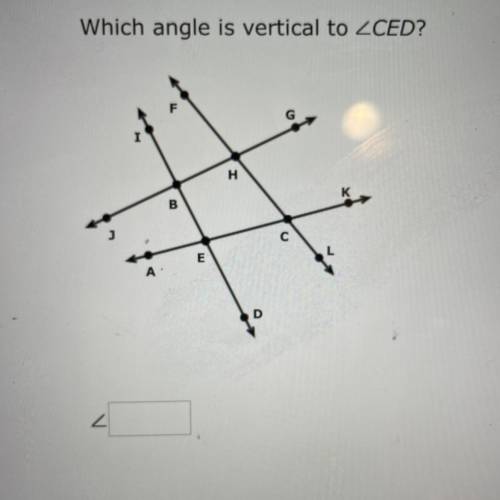 Which angle is vertical to CED?