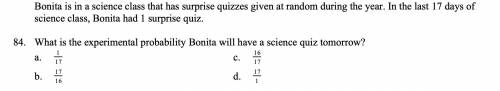 Bonita is in a science class that has surprise quizzes given at random during the year. In the last
