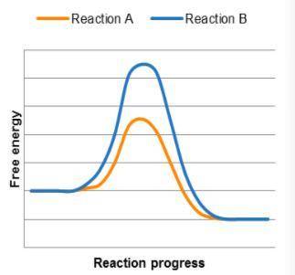 The diagram to the right shows energy for two reactions, A and B. Which reaction has the higher tri