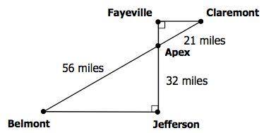 If Pete drives from Jefferson to Fayeville, how far will be travel?