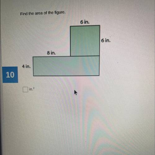 Find the area of the figure.
6 in.
6 in.
8 in.
4 in.
10