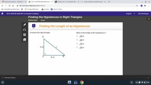 What is the length of the hypotenuse,c ? 3m 5m