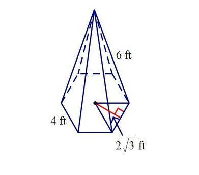 Can any one help me with this math problem. I need to find the surface area of this hexagonal pyram