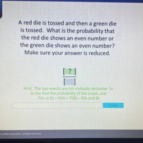 A red die is tossed and then a green die is tossed. What is the probability that the red die shows