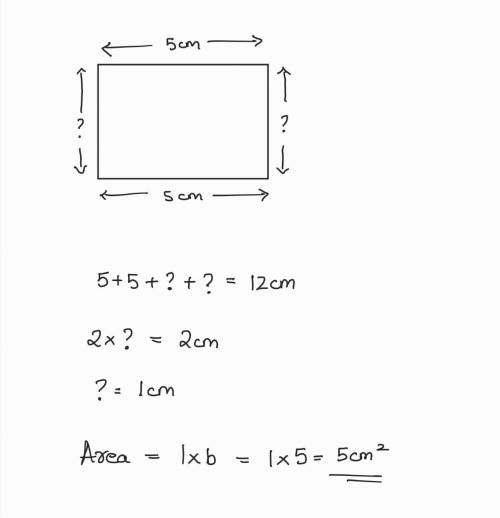 The perimeter of a rectangle is 12 centimeters.The length of the rectangle is 5 centimeters.What is