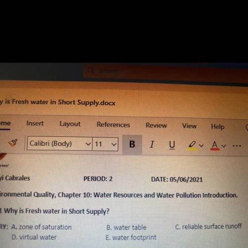 :Use the words of the vocabulary to write one or two paragraphs describing an aquifer, and the

va