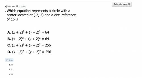 Which equation represents a circle with a center located at (-2,2) and a circumference of 16π