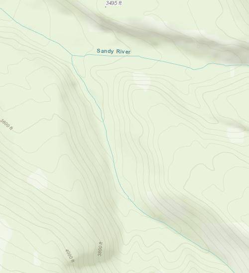 What direction is the Sandy River flowing on this map? (assume North is towards the top of the pict