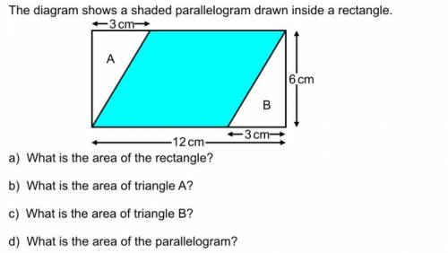 The diagram below shows a shaded parallelogram drawn inside a rectangle.