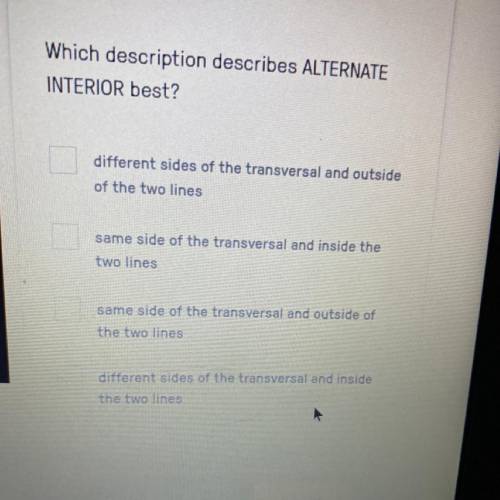 Which description describes alternate interior best??