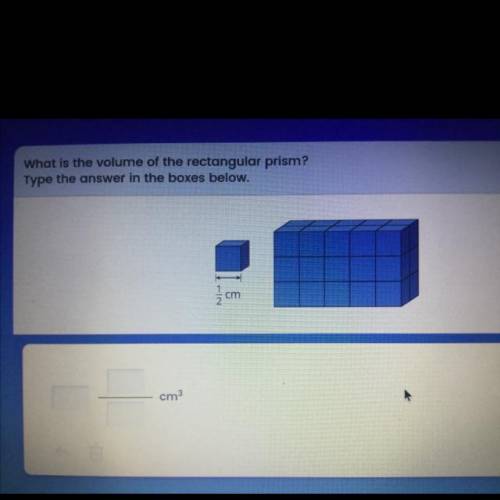 What is the volume of the rectangular prism?
Type the answer in the boxes below.