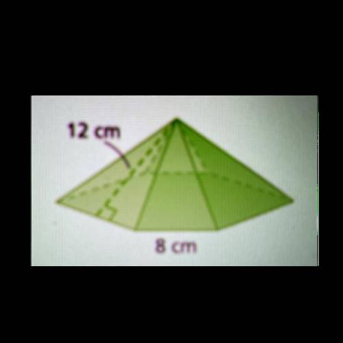 Find the surface area of the hexagonal pyramid The base area is 166.3 cm ^ 2 .

A.214.3
B.262.3
C.