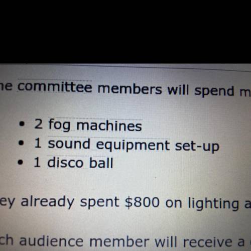 The committee members will spend money to rent the following equipment: (picture at the top)

They